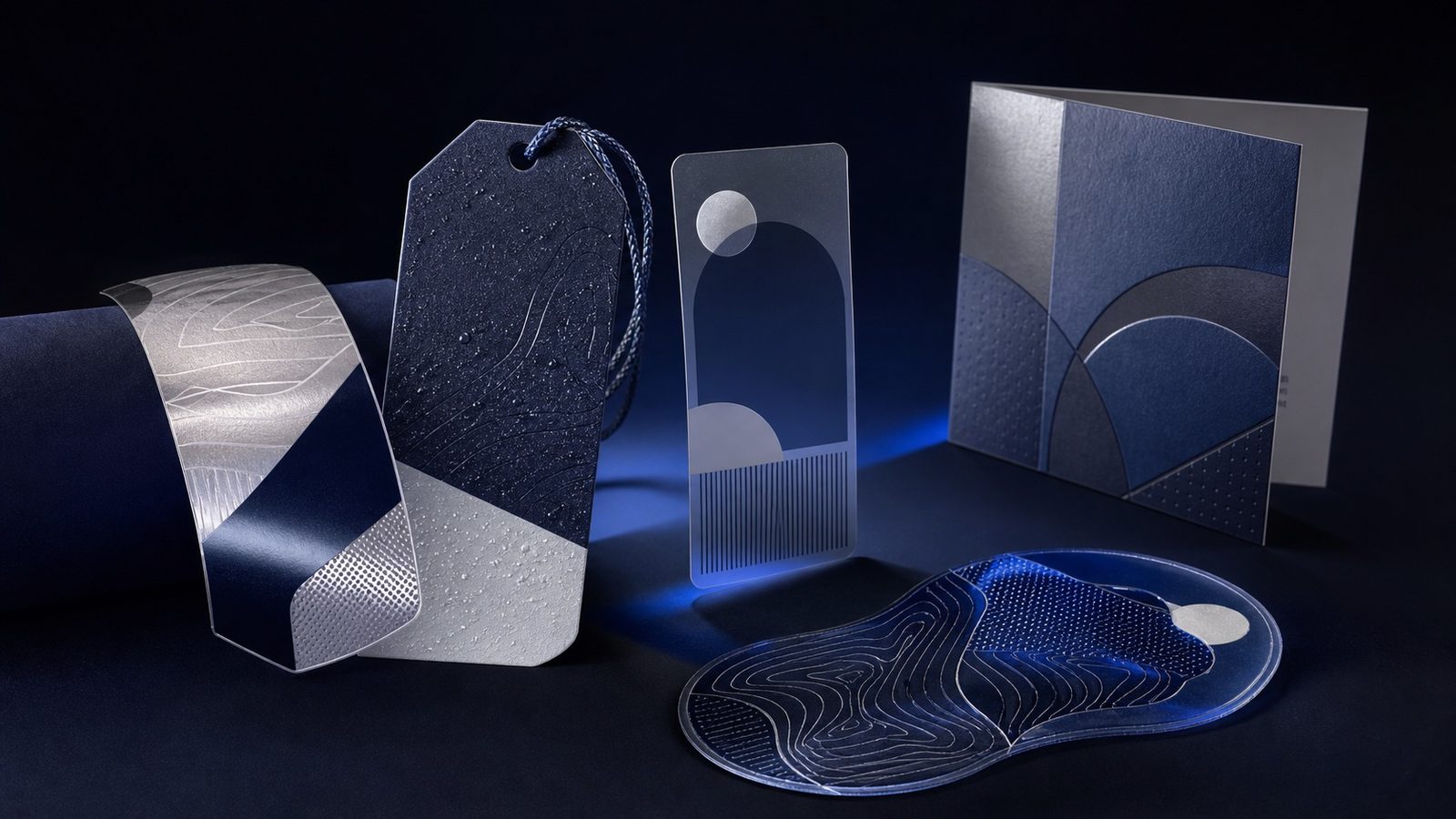 Concept image of finished premium print applications produced on specialty synthetic substrates